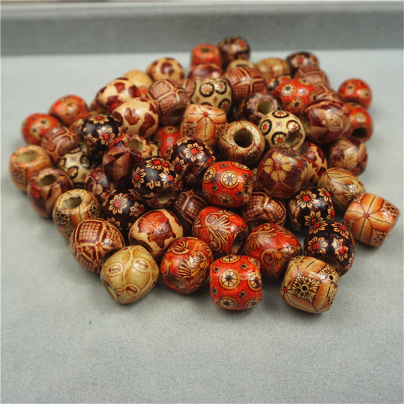 100pcs/lot 12mm Vintage Natural Big Hole Wood Beads Fit Necklace Bracelet Charm Loose Wood Spacer Beads for Diy Jewelry Making