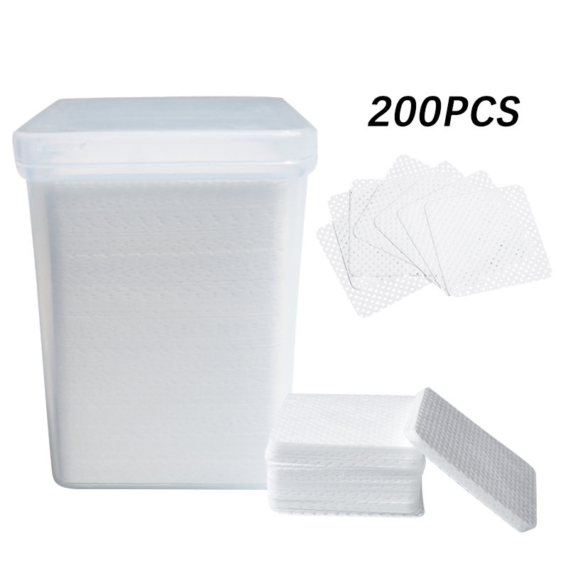 200PCS Disposable Eyelash Extension Glue Remover Wipe Cotton Paper Wipes Glue Cleaner Pads Glue Bottle Mouth Cleaning Tools