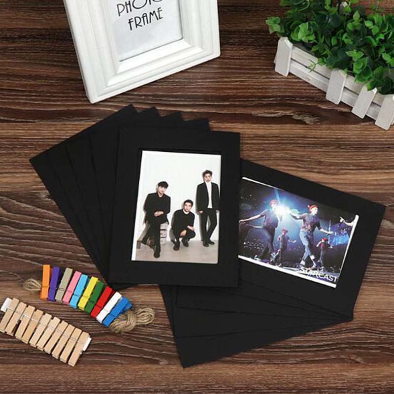 10pcs Combination Paper Photo Frame with Clips and 2 m Rope 6/7 inch Photo Wall Hanging Picture DIY Home Decoration Photo Album