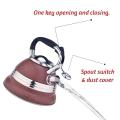 Red with Stainless Steel Design Whistling Tea Kettle