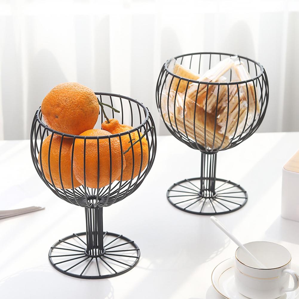 Metal Glass Shape Desktop Fruit Holder Organizer Snacks Storage Tray Bowl Basket Home Decoration Bowls Plates Living Room