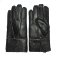 New Men Winter Warm Genuine Sheep Gloves For Thermal Goat Fur Cashmere 100% Real Leather Snow Gloves Manual Mittens Black