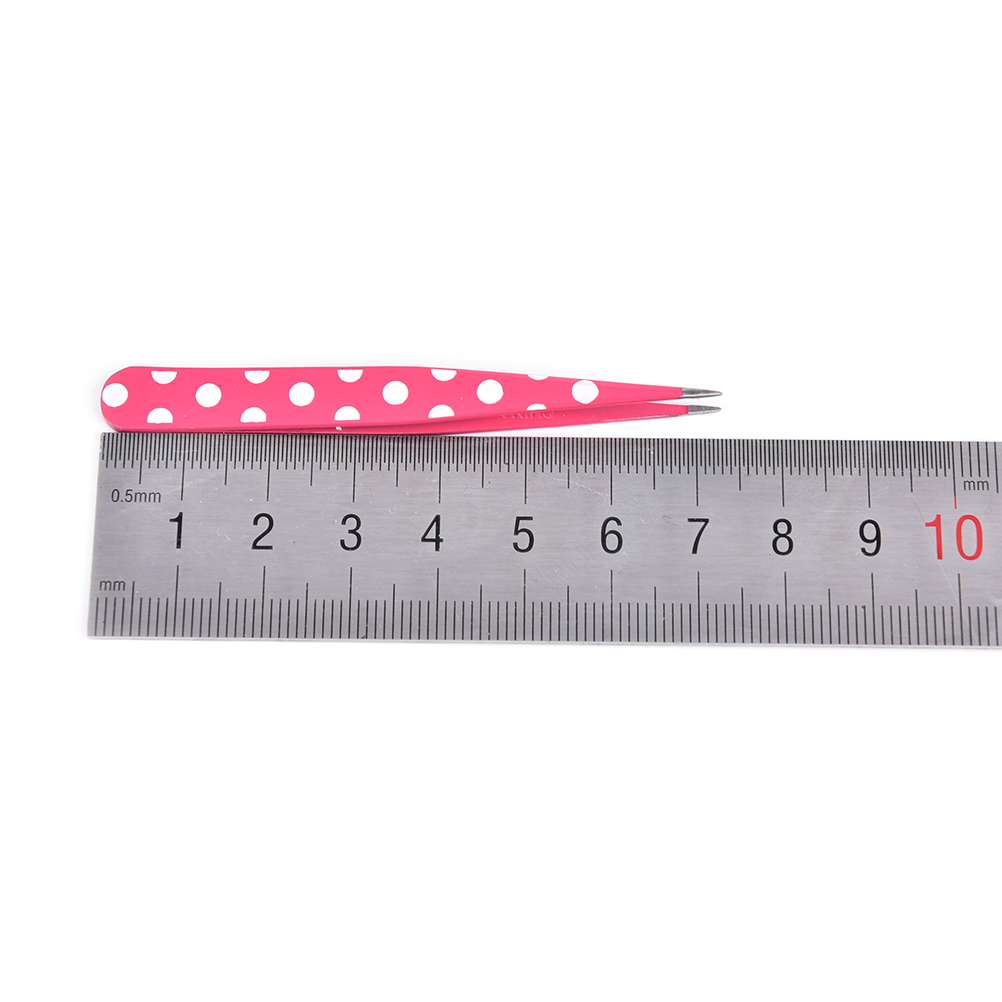 2Pcs/Set Hair Removal Eyebrow Tweezer Eye Brow Clips Beauty Makeup Tools Pro Red Dots Stainless Steel Tweezer