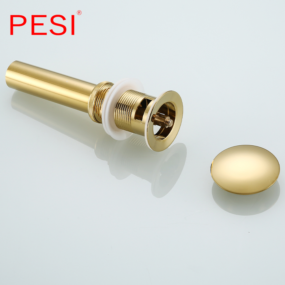 High Quality Brass Basin Wast Drain Wall Connection Plumbing P-traps Wash Pipe Bathroom Sink Trap Gold with Pop Up Drains.