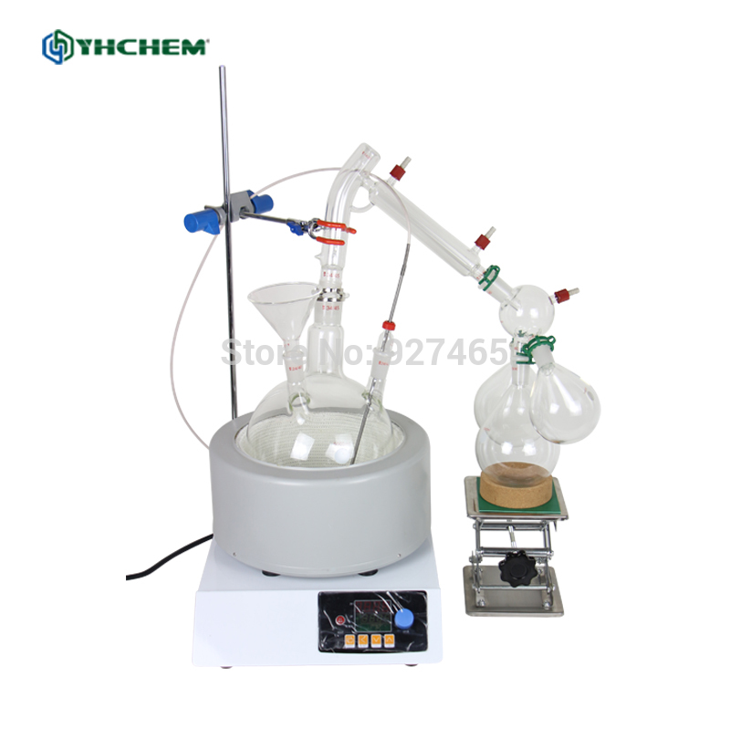YHChem New Lab Hot Scale Small Short Path Distillation Equipment 5L with Stirring Heating Mantle Include Cold trap