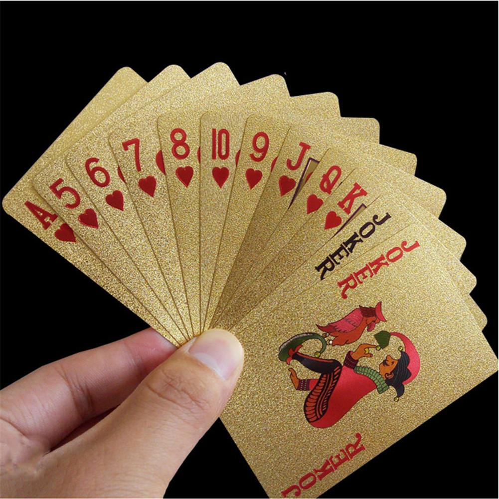 24K Gold Playing Cards Waterproof Poker Deck Gold Foil Poker Set Plastic Magic Cards
