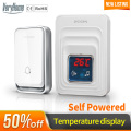 VeryHome self-generating waterproof wireless doorbell receiver battery button EU AU plug home doorbell Temperature display