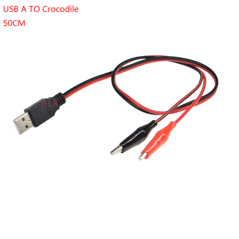USB Alligator clips Crocodile wire USB Male to tester Detector DC Voltage meter ammeter capacity power meter monitor, etc