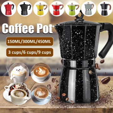 Aluminum Coffee Maker Durable Mocha Cafeteira Italian Espresso Percolator Pot Practical Moka Coffee Pot 150/300/450ml 3/6/9 Cups