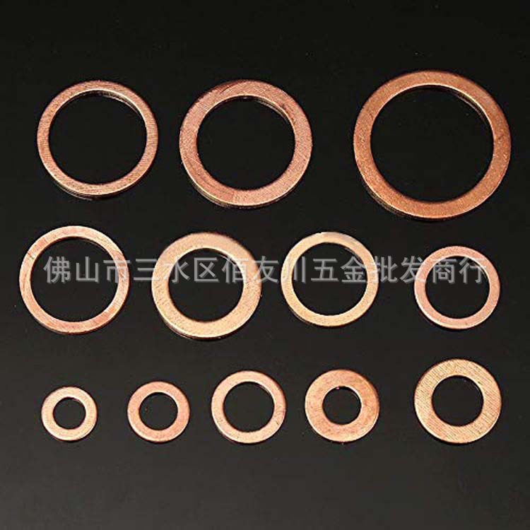 300PCs Copper Washer Nut and Bolt Set Flat Ring Seal Assortment Kit for Sump Plugs Water M5/M6/M8/M10/M12/M14