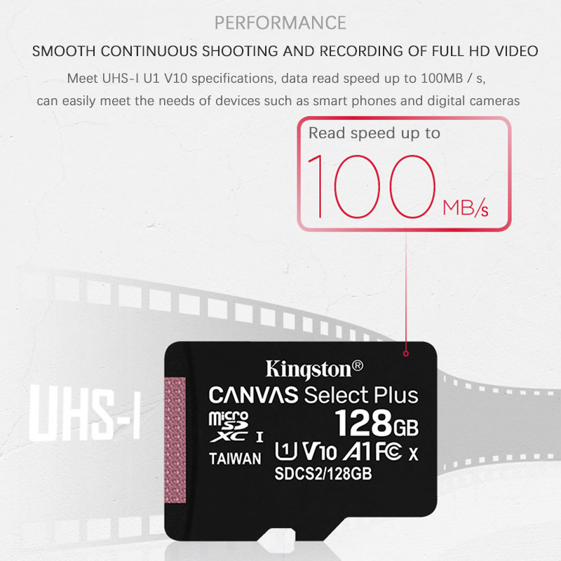 Kingston Canvas Select Plus microSD Card Class10 carte sd memoria 128GB 32GB 64GB 256GB 16G 512G TF Flash Memory Card for Phone