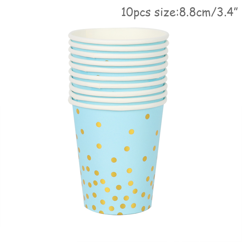 baby blue gold dot tableware kids boys favors blue themed birthday party disposable dinnerware paper cup plate tiffany decor
