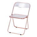 Modern Light Luxury Metal Acrylic Crystal Chair Nordic Transparent Folding Office Chair Backrest Dining Chair Furniture