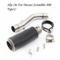 51mm Silencer Stainless Steel System Modified Motorcycle Exhaust Muffler Pipe Front Section Link Pipe For Ducati Scrambler 800