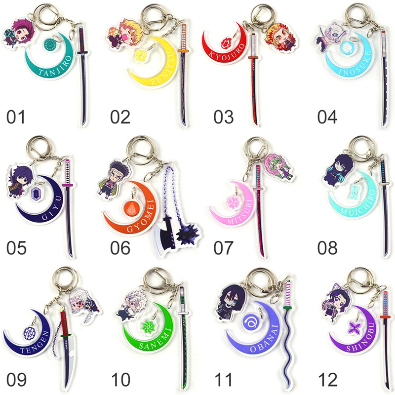 Anime Demon Slayer Blade Acrylic Keychain Pendant Pendant Key Chain Accessories Figure Plastic Trendy