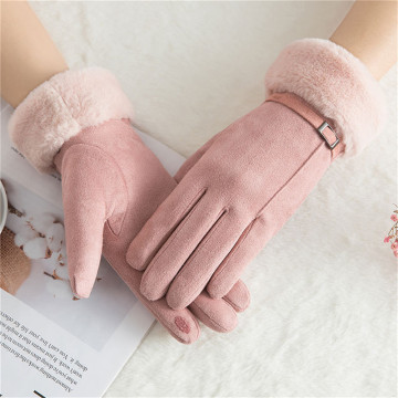 Full Finger Gloves Female Mittens Gloves Clothing Accessories Solid Color Winter Women Double Layer Padded Warm Gloves