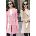 Women Winter Korean Style Pink Long Wool Blend Trench Coat 2020 Autumn Spring Ladies Fashion Windbreaker Clothes Plus Size 3XL