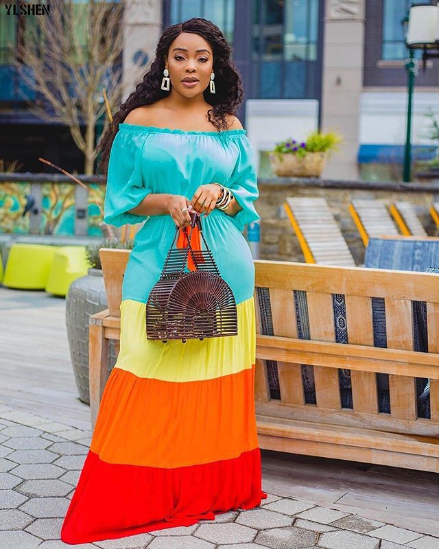 African Long Maxi Dresses for Women Dashiki Shoulder off Tie-dye Summer Dress Plus Size Robe Femme Vestidos American Clothing