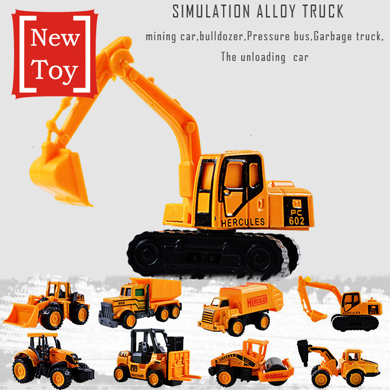 8 Styles Alloy Engineering Car Navvy Excavator Tractor Truck Model Diecast Vehicle Toys For Children Kids Educational Boy Gift