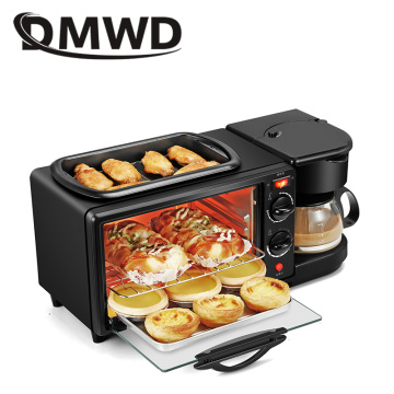 DMWD 3 in 1 Breakfast Making Machine Multifunction Mini Drip Coffee Maker Bread Pizza Oven Frying pan Toaster Breakfast Machine