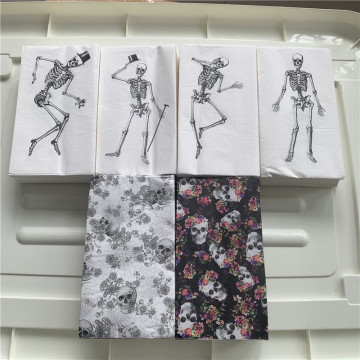 20 Vintage napkin paper tissue black elegant flower Skull pattern decoupage party festive KTV cafe dinner home serviettes decor