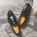 2020 Leather Business Men Dress Loafers Pointy Black Shoes Oxford Men Breathable Formal Wedding Shoes