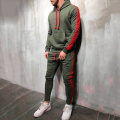 2 Pieces Sets Tracksuit Men Brand Autumn Hooded Sweatshirt +Drawstring Pants Long Male Stripe Patchwork Hoodies Suit