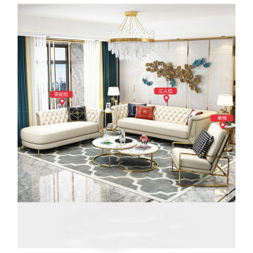 Light Luxury Sofa Leather Post-Modern Simple Living Room Hotel Full-Grain Leather Straight Row Three-Person Combination Sofa