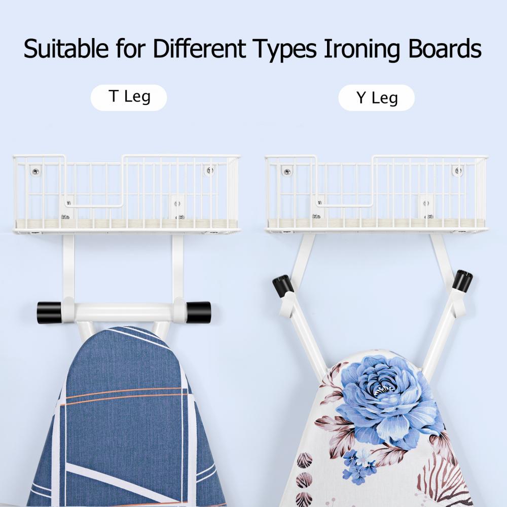 Bathroom Wall Mounted Iron Board Storage with Hooks