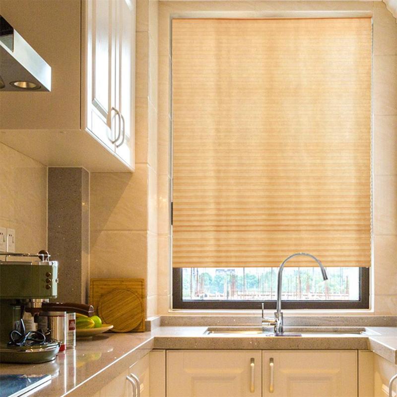 Self-Adhesive Pleated Blinds Curtains Half Blackout Windows For Kitchen Bathroom Balcony Shades For Living Room Home Window Door