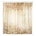 Brown Vintage Old Music Sheet Musical Notes Yellow Page Shower Curtain Waterproof Polyester Fabric 72 x 72 Inches Set with Hooks