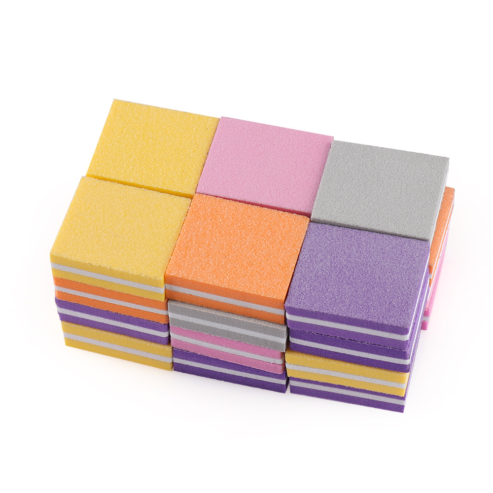 5Pcs Elastic Sponge Candy Color Double-Sided Mini Nail Polisher Fine Sanding Polishing Block Nail Files Manicure Trim Tools