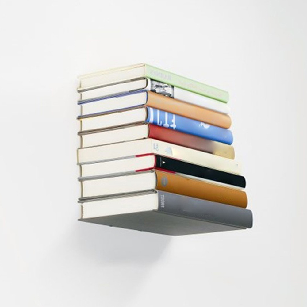 2Pcs Stainless Steel Hidden Bookcase Book Storage Shelf Rack Home Wall Decor