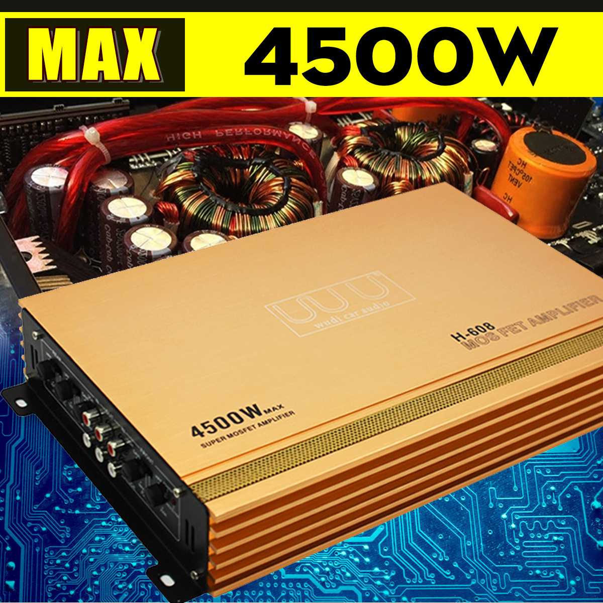 4 Channel 4500w Amplifier High Power Car Amplifier Stereo Surround Sound Fidelity Aluminum Alloy Subwoofer Car Audio Amplifiers