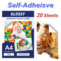 UniPlus A4 Glossy Adhesive Photo Paper Sticker High Quality Glossy A4 Printer Paper Self Adhesive for Inkjet Printer 20 Sheets