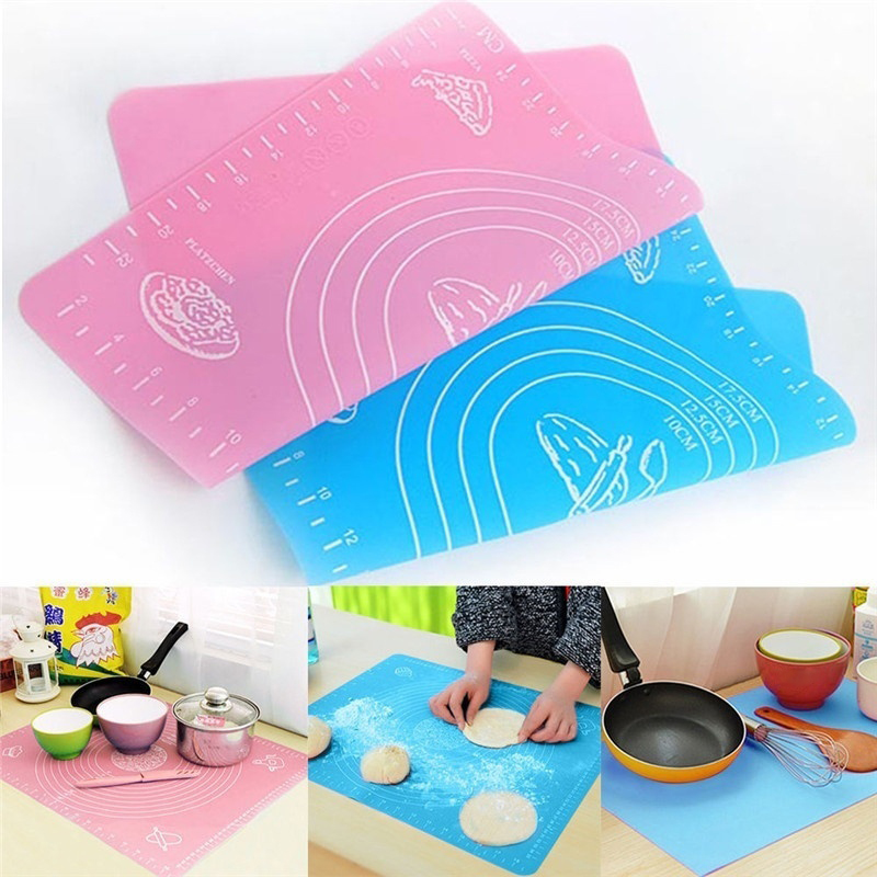 Silicone Pastry Baking Rolling Cut Mat Non-Skip Baking Pad Baker Home Kitchen Clay Fondant Ice Cake Dough Kitchen Tool