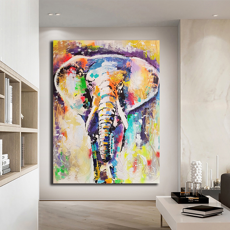 Abstract Elephant Canvas Painting Printed Colorful Animals Oil Posters and Prints Wall Art Graphic Living Room Decoration