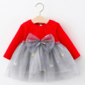 2020 New Spring Newborn Baby Girls Dress Baby Girls Long Sleeve Princess Dress Christmas Solid Color Kids Clothes Red Baby Dress