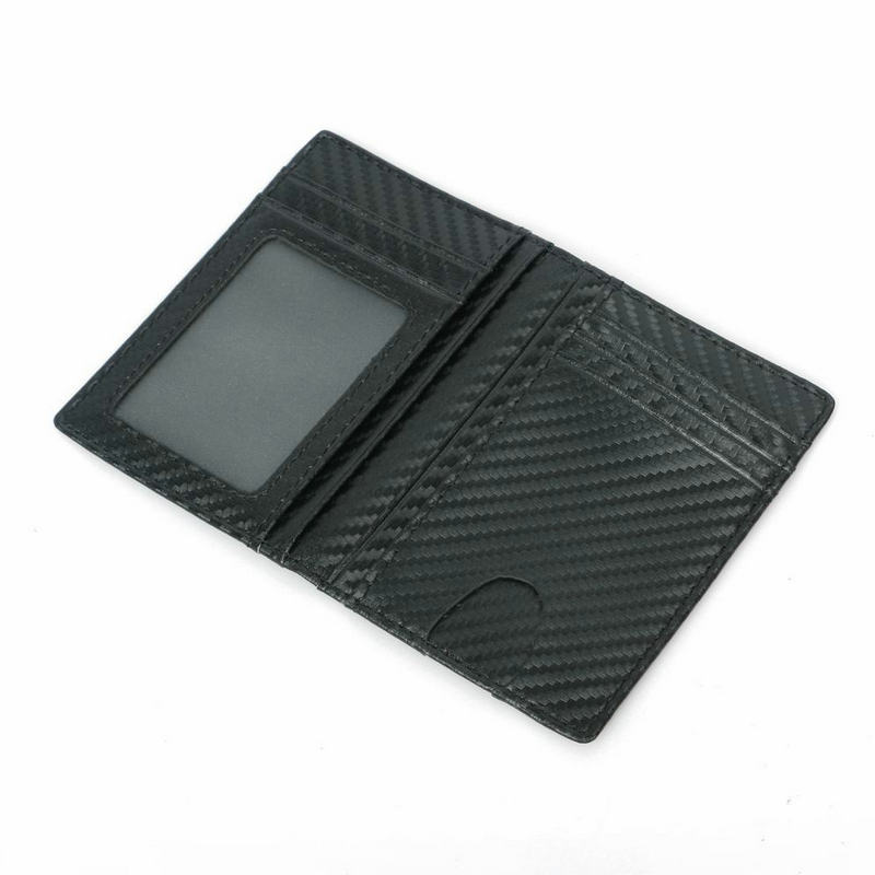 GENODERN RFID Credit Card Holder for Men Driver License Holder Carbon Fiber Pattern Card Case Mini Male Purse