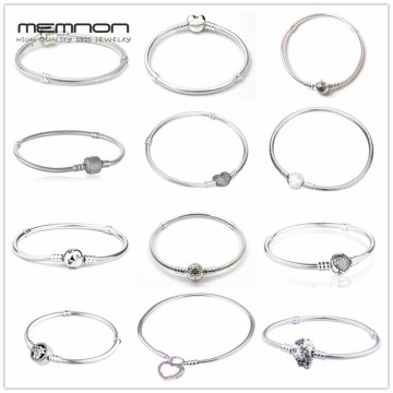 Memnon 925 Sterling Silver Original 12 Styles Chain Bracelets Bangles for Women Fit DIY Charm Bead Authentic Fine Jewelry Gift