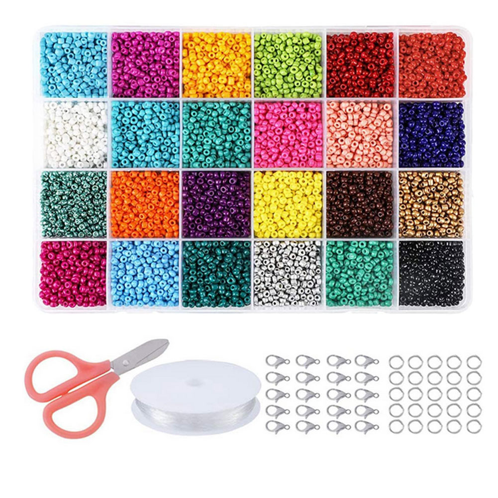 24 Colors Making Kit Czech Glass Seed Beads Bracelet Necklace Earring Making Tool Kit For DIY Jewelry Making Crafts 6000PCS