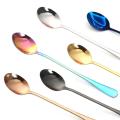 Hot! Colorful Long Handle Spoon Stainless Steel Coffee Tea Spoons Tip Head Tableware Beauty Mugs Spoons Soup Spoon Kitchen Tools