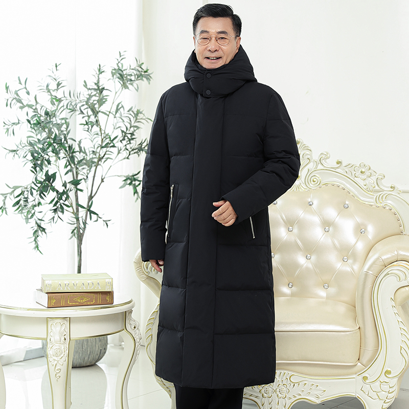 Black Winter Jacket 2020 New Top Quality 90% White Duck Down Men Winter Coat X-Long Over The Knee Thick Warm Men Jacket