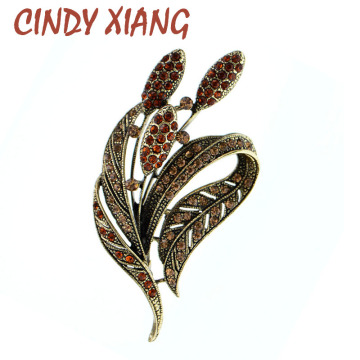 CINDY XIANG Rhinestone Vintage Flower Brooches For Women Elegant Fashion Winter Pin 2 Colors Available High Quality