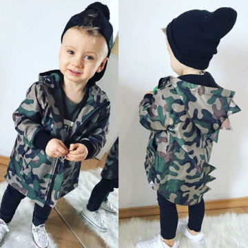 Casual Toddler Kid Baby Boy Camouflage Jacket Dinosaur Zipper Coat Top Hooded Outwear