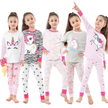 Children Sleepwear Baby Nightwear Pyjamas Kids Homewear Nightwear Full Sleeve Cotton Baby Girls Unicorn Pajamas Sets
