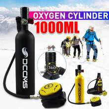 DCCMS 1L Mini Scuba Diving Cylinder Oxygen Tank Set Dive Respirator Air Tank Hand Pump for Snorkeling Breath Diving Equipment