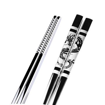 New 1pair Stainless Steel Anti Skid Dragon Chopsticks Sushi Metal Iron Portable Chinese Healthy Food Chopsticks Tableware Gifts