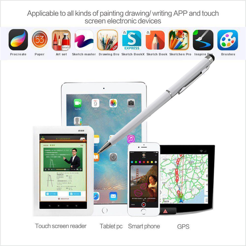 2 in 1 Universal Multifunction Capacitive Touch Screen Stylus Pen For Smart Phone Tablet For iPad Mini 2 3 4 5 Tab Hand Writing