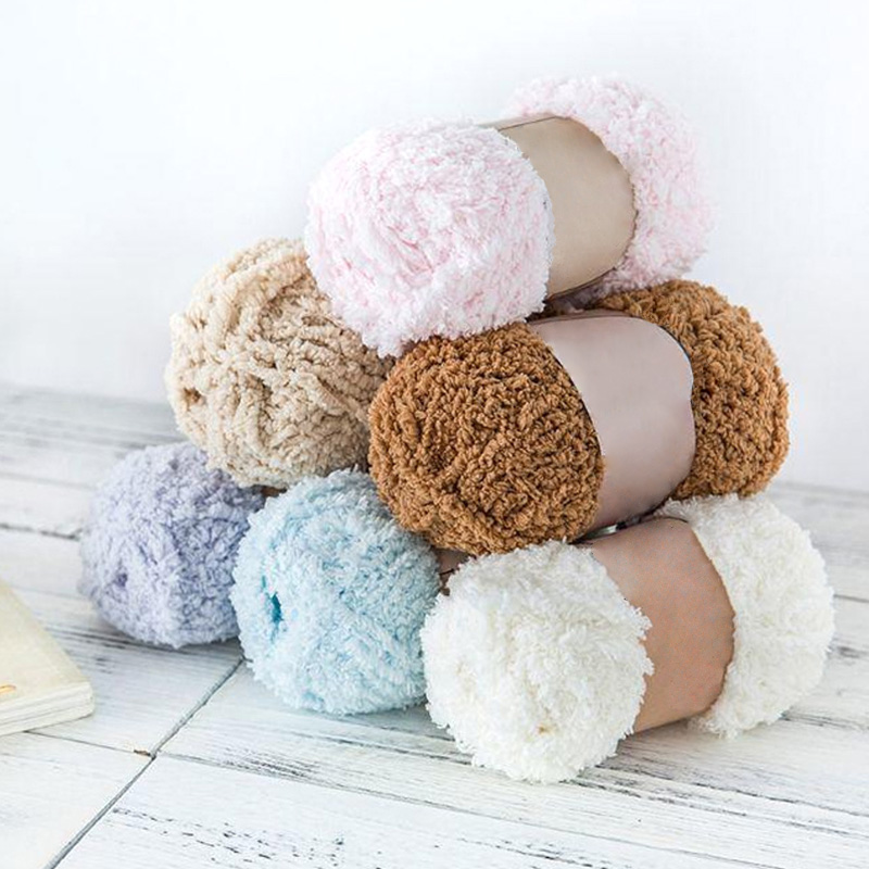 50g/ball Soft Smooth Coral Fleece Yarn Soft Woolen Thick Velvet Yarn Hand Knitting Wool Crochet Yarn for DIY Sweater Blanket